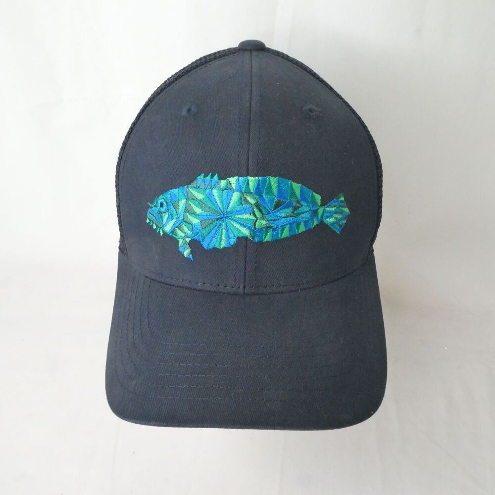 Toadfish Black Trucker Hat Embroidered The Toad Mesh Snapback Blue Green Logo